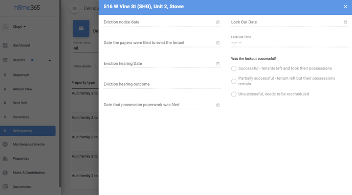 Owner Portal - Eviction Status Updates